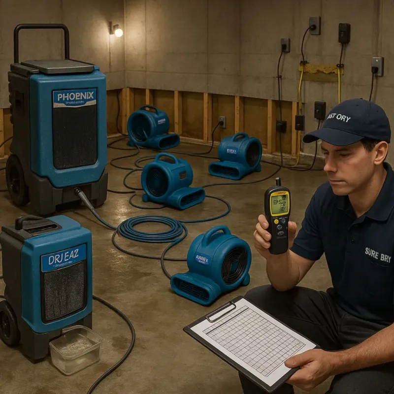 Structural Drying and Dehumidification process in Milford, MI